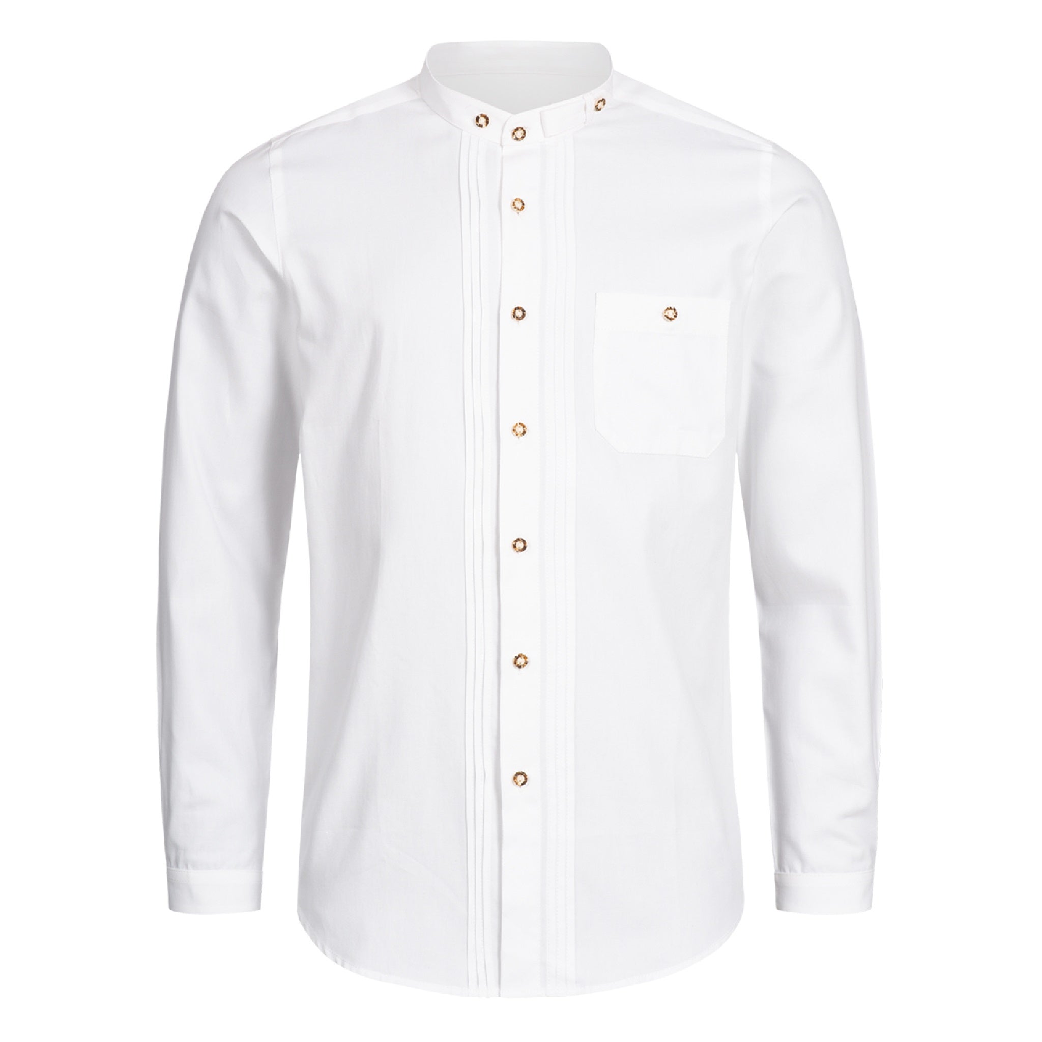 Stockerpoint Trachtenhemd OC-Fredi | Weiss mit Stehkragen| Regular Fit