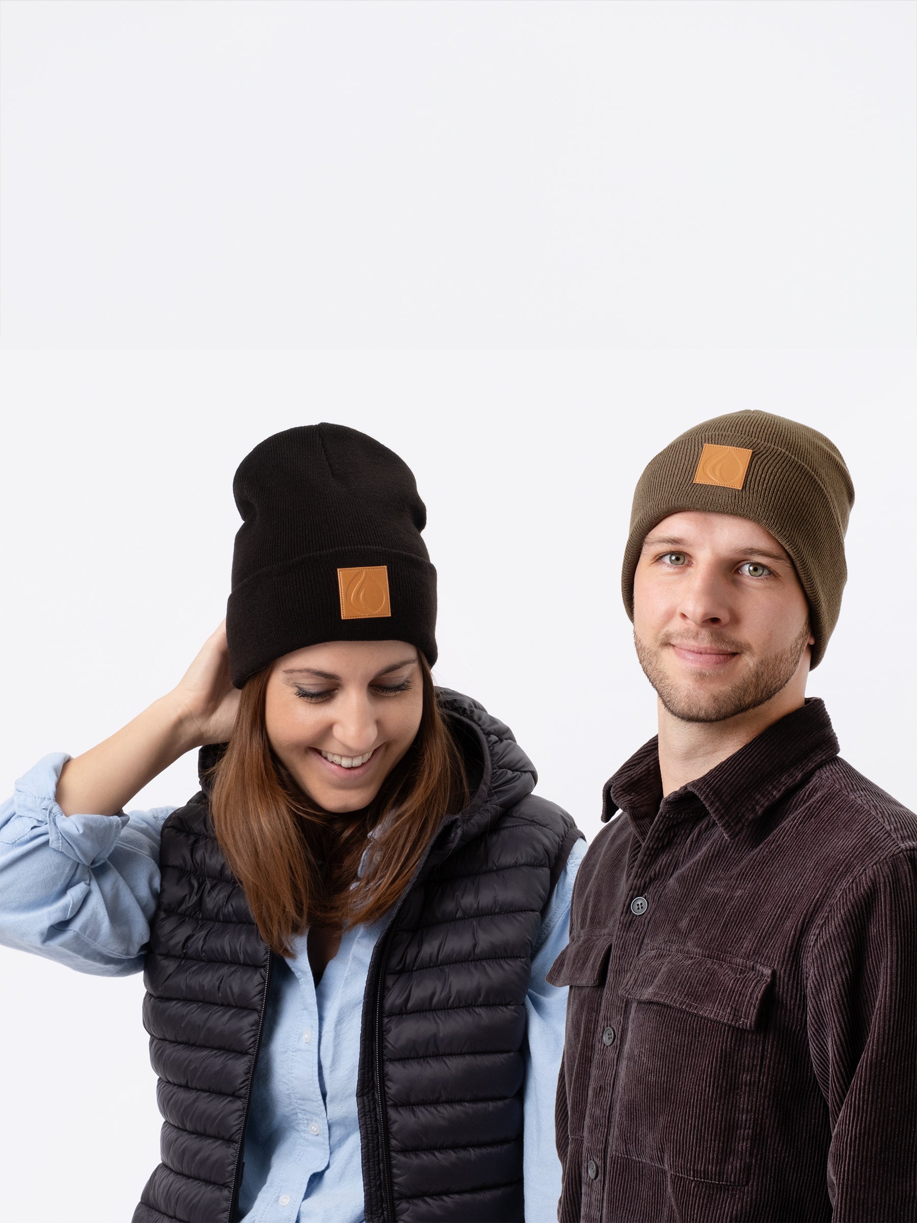 Wintermütze Brauner Patch