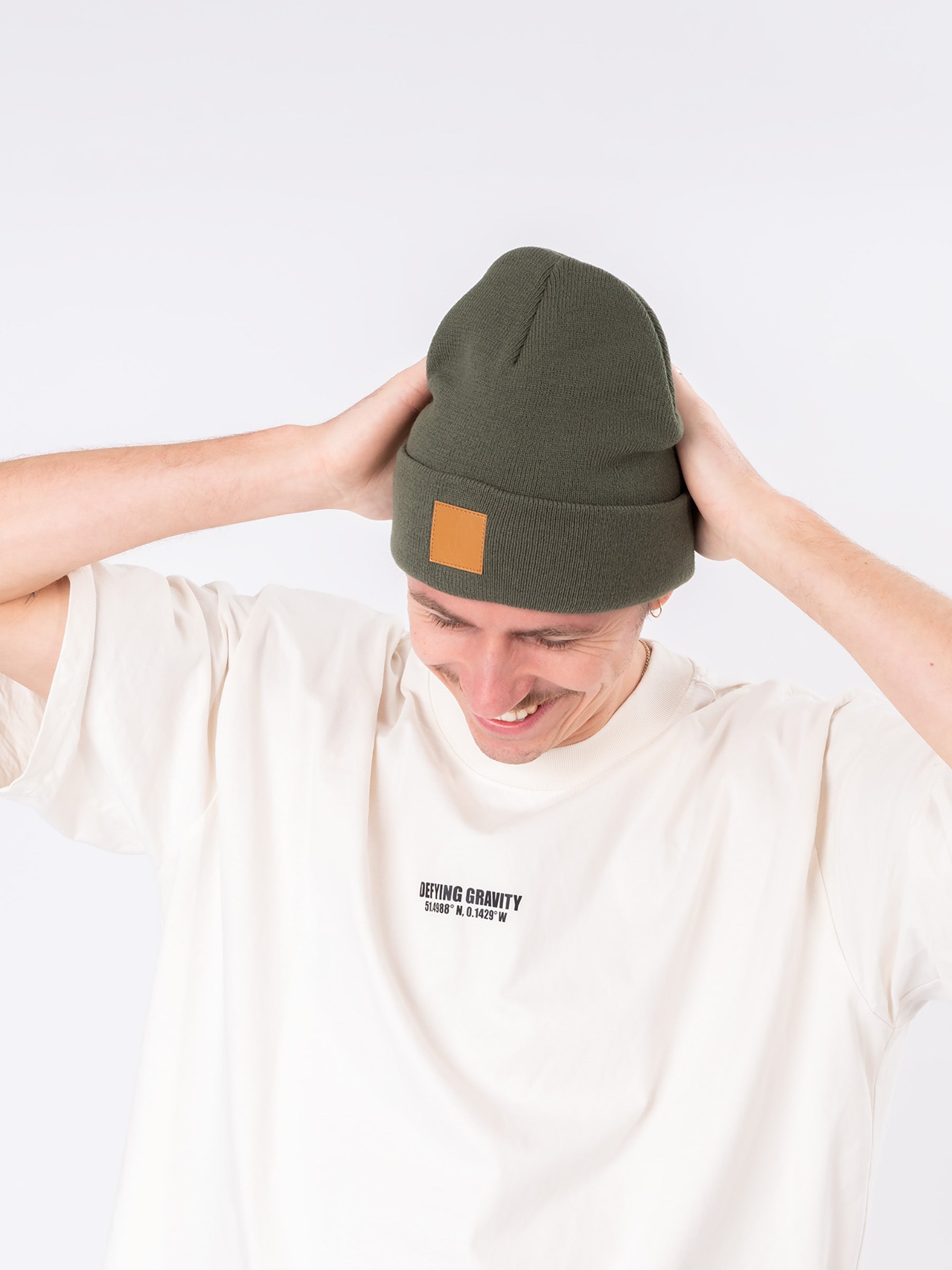 Beanie - Wintermütze Brauner Patch