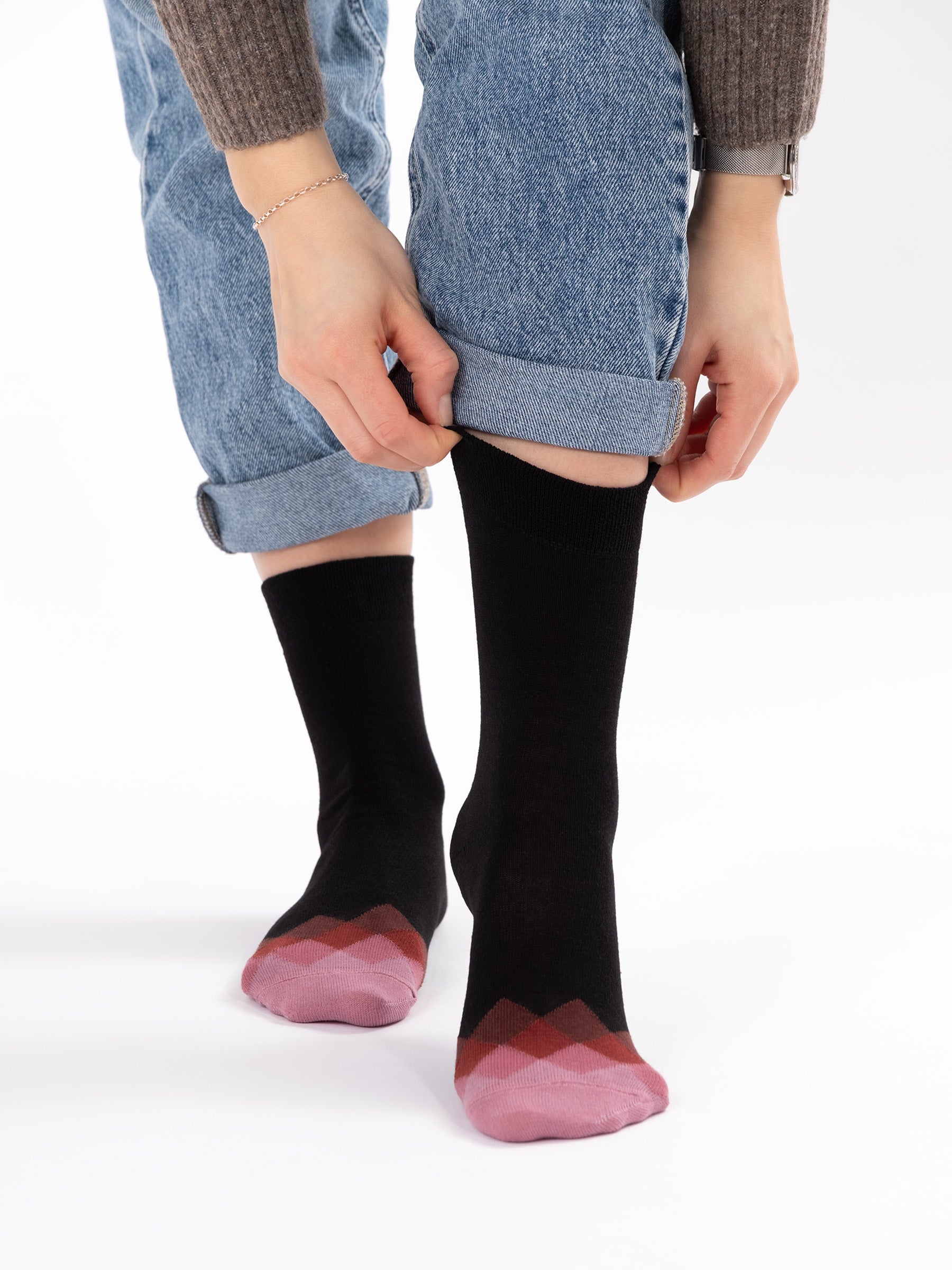 Evelin - Baumwollsocken mit Farbakzente Damen
