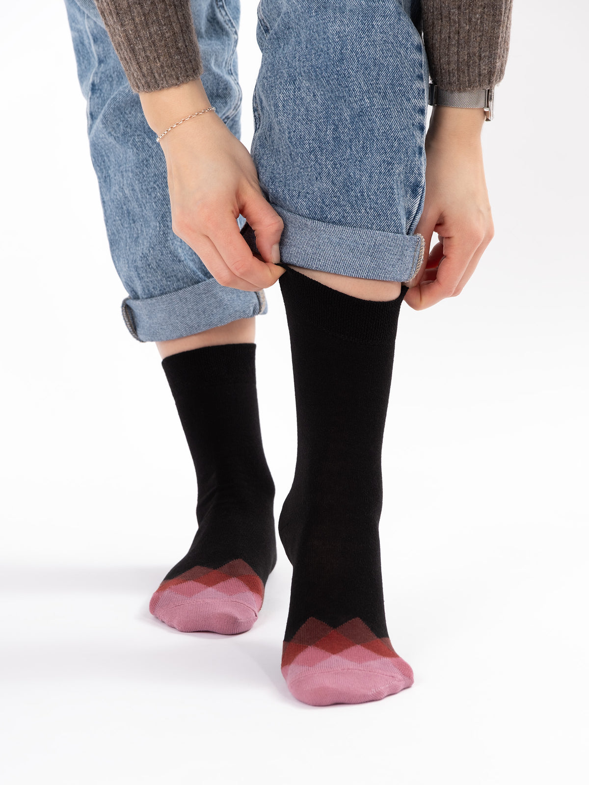 Evelin - Baumwollsocken mit Farbakzente Damen