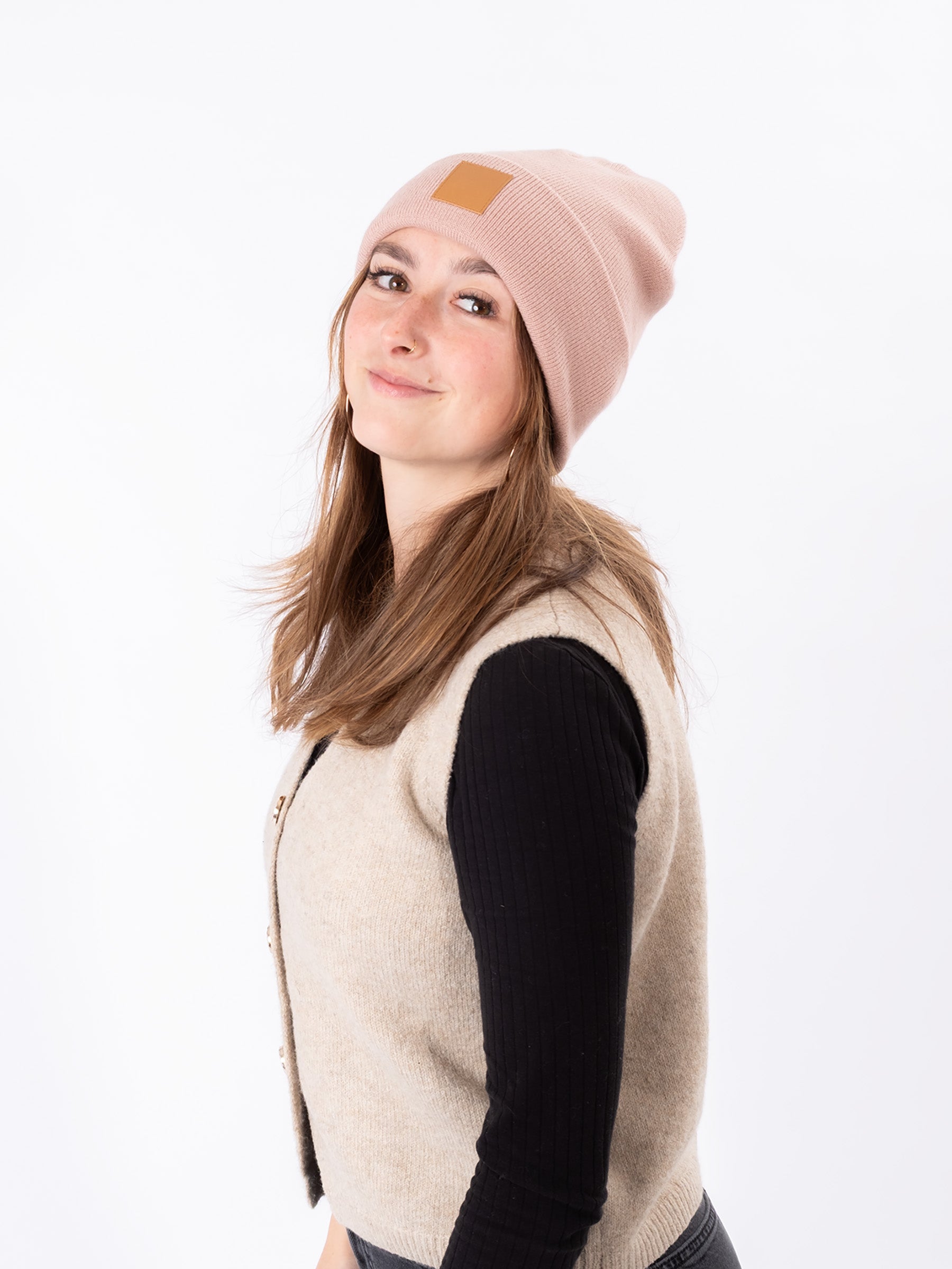 Beanie - Wintermütze Brauner Patch