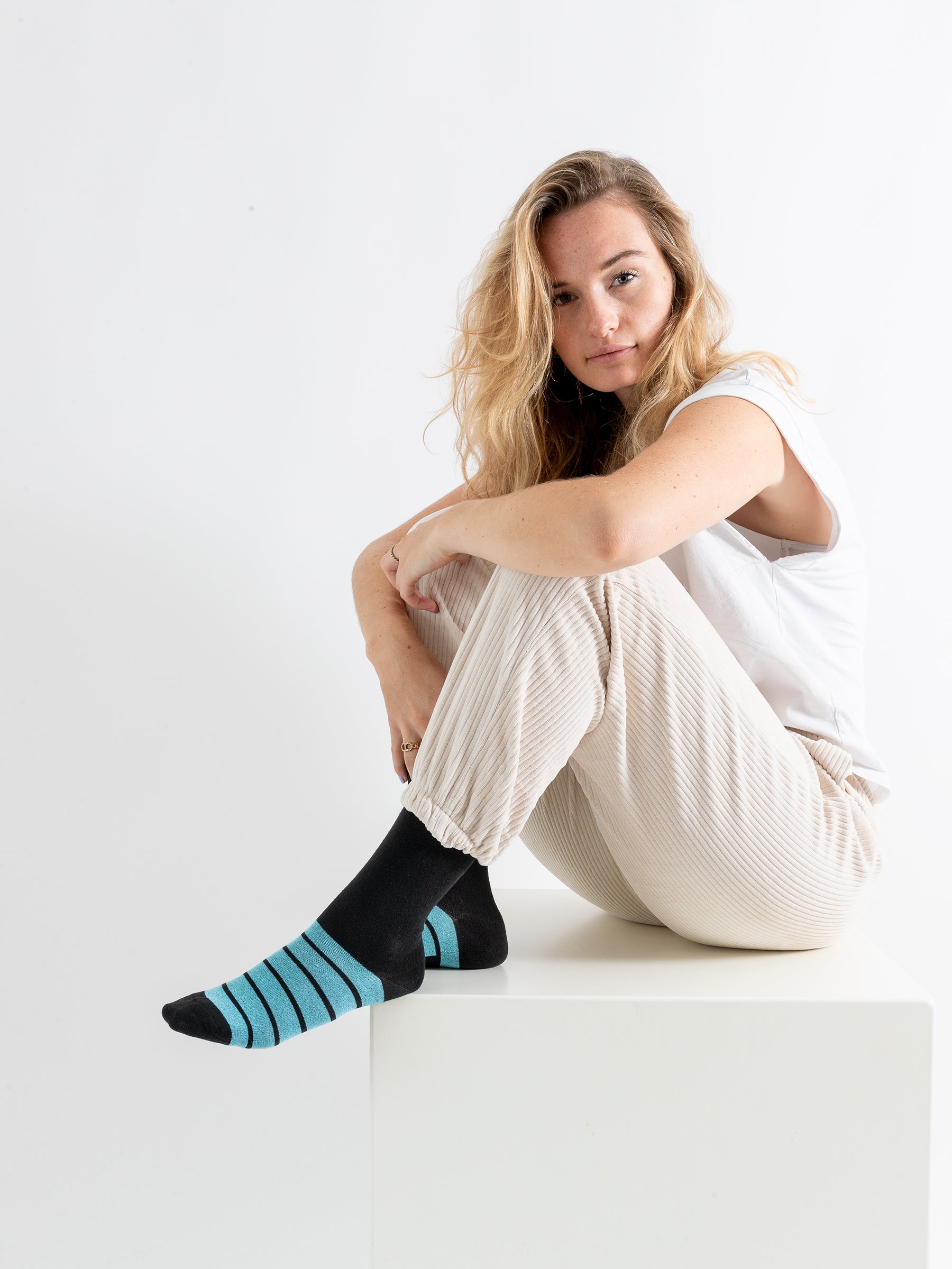 Baumwollsocken gestreift